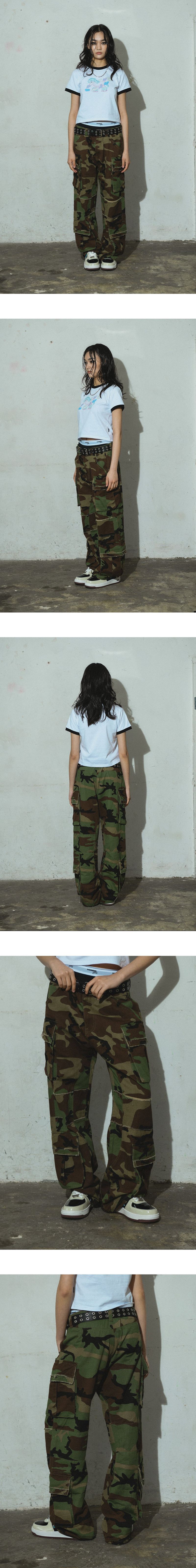 Distressed Camo Cargo Pants
