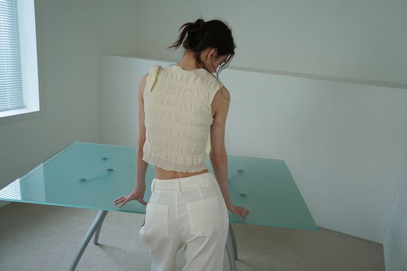 Linen belted pants_ivory