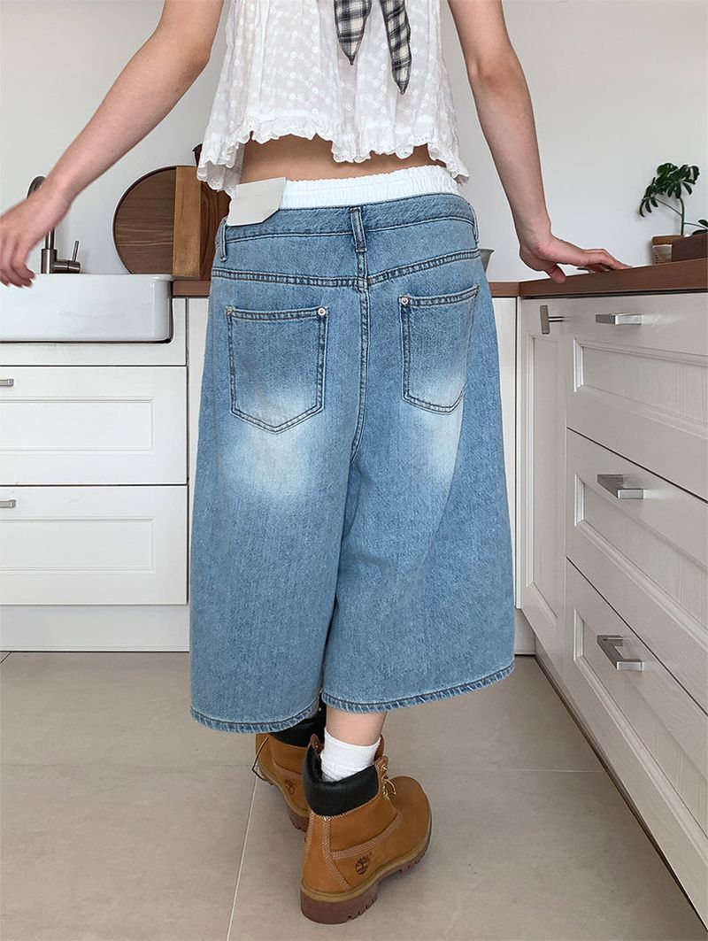 LAYERED BAND BERMUDA JEANS