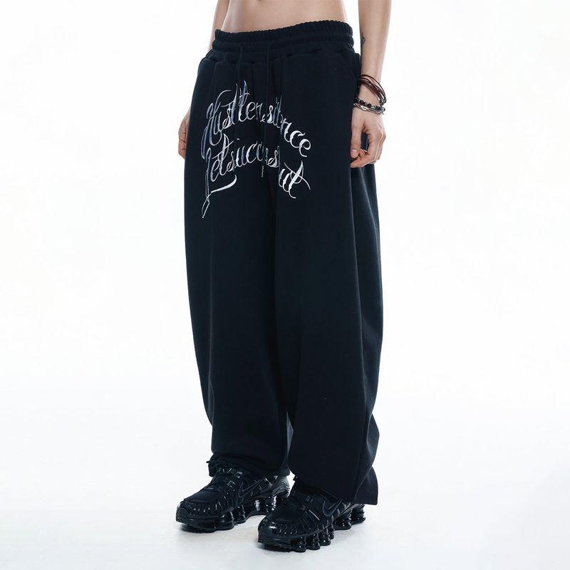 Lettering Balloon Sweatpants - BLACK