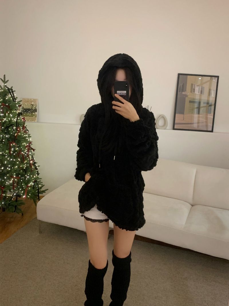 Fluff Fur Lace Ribbon Mini shorts