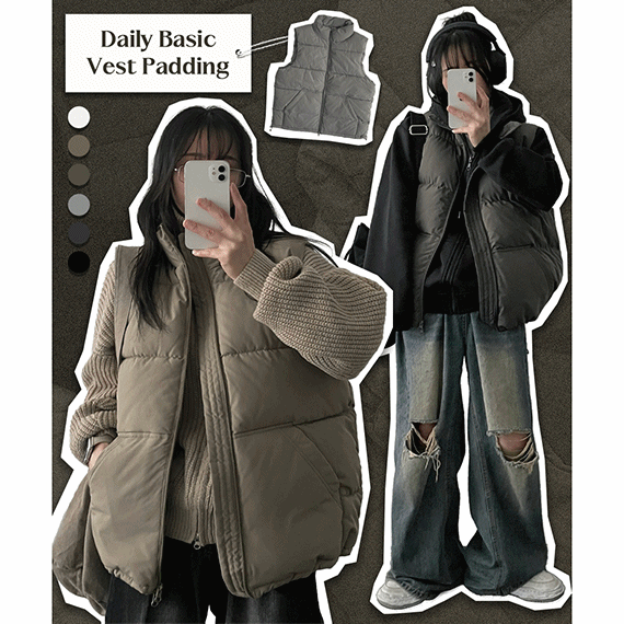 hijjoo（ハイチュー）の「Two-way Basic Boxy Padded Vest（Jackets/Outerwear）」