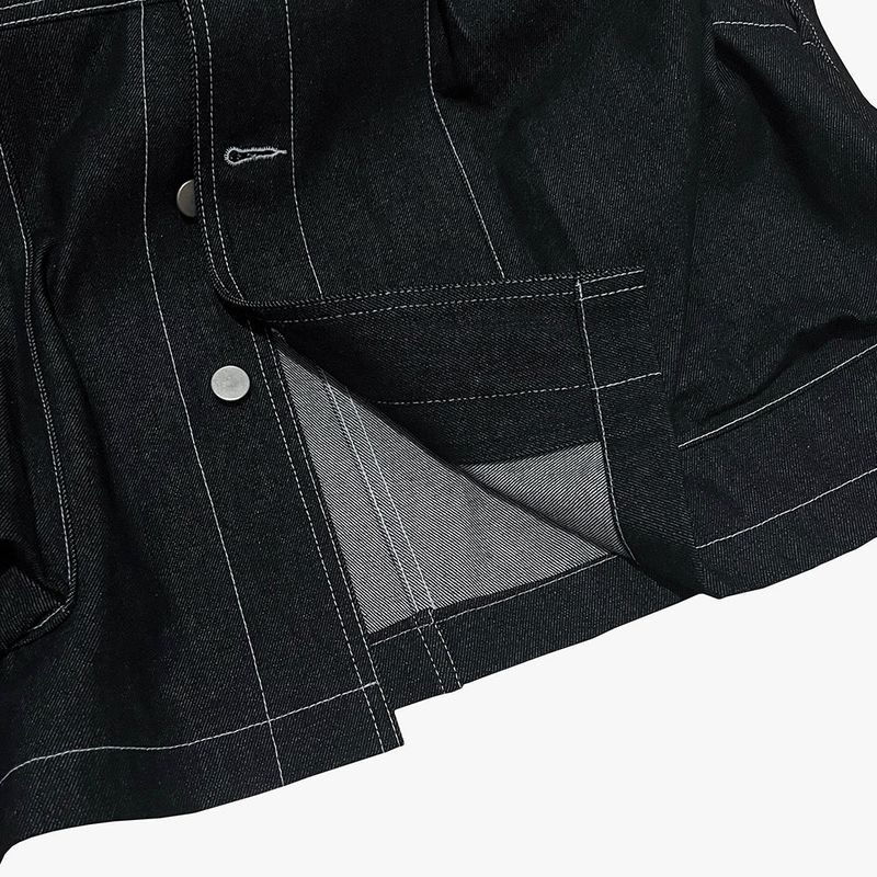 reverse Terry Pocket Denim Jacket_black