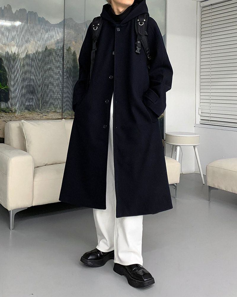 AZ Long Wool Hooded Coat (3 colors)
