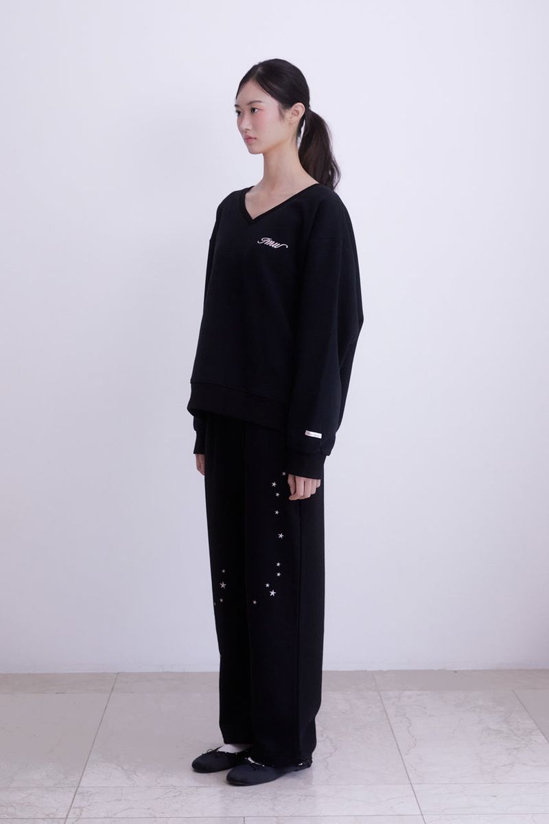 star embroidered two-way sweatpants (BLACK)