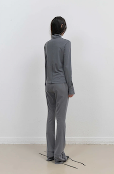 Button Slit Bootcut Pants / Charcoal