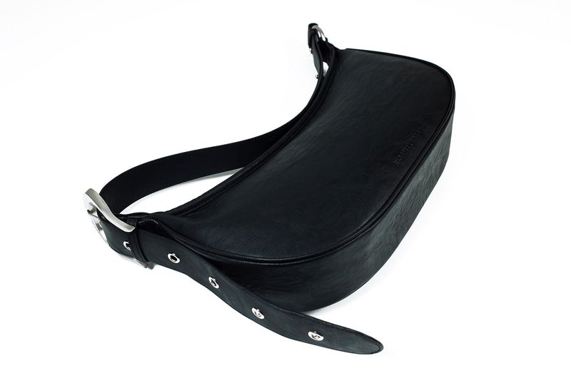 H-Buckle Soft Leather Hobo Bag (black)