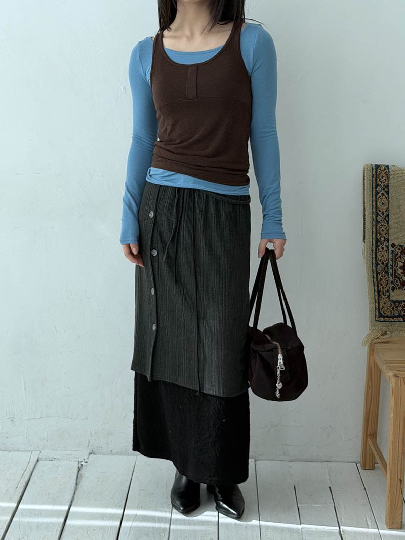 Two tone layered slim top(3color)