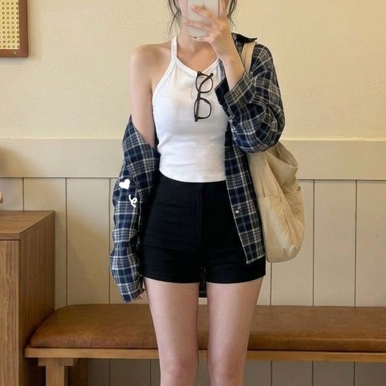 Slim Fit Basic High-Waist Daily Mini Shorts (2 colors)