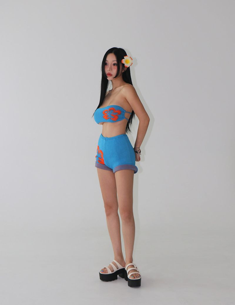 Flower knit bikini swimwear