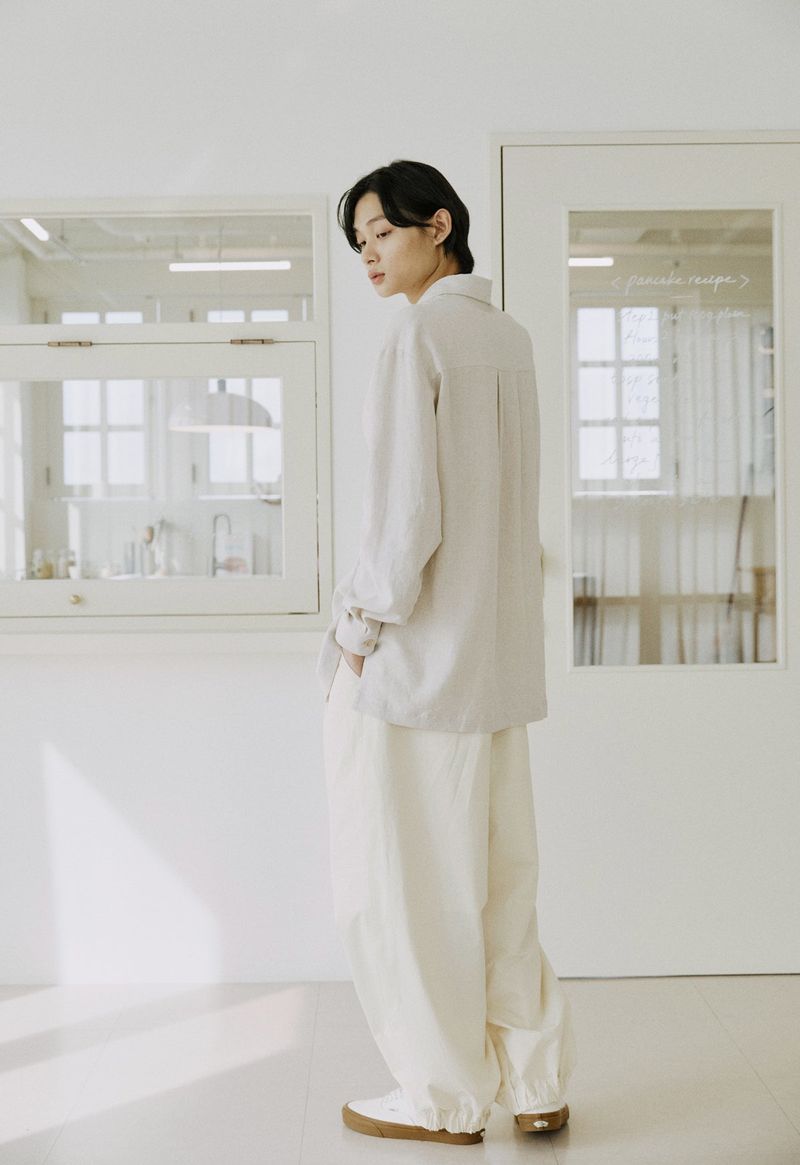 unisex side balloon pants cream