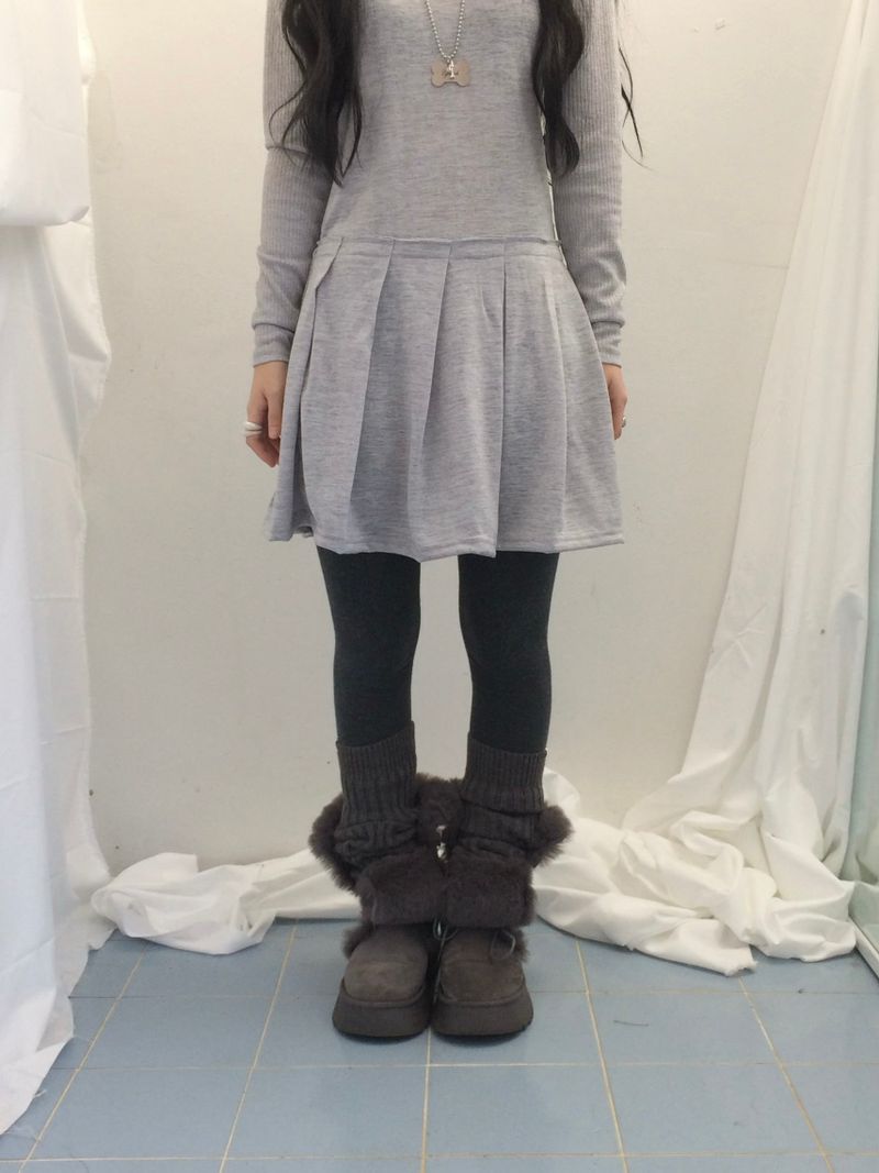 line and pleated dress