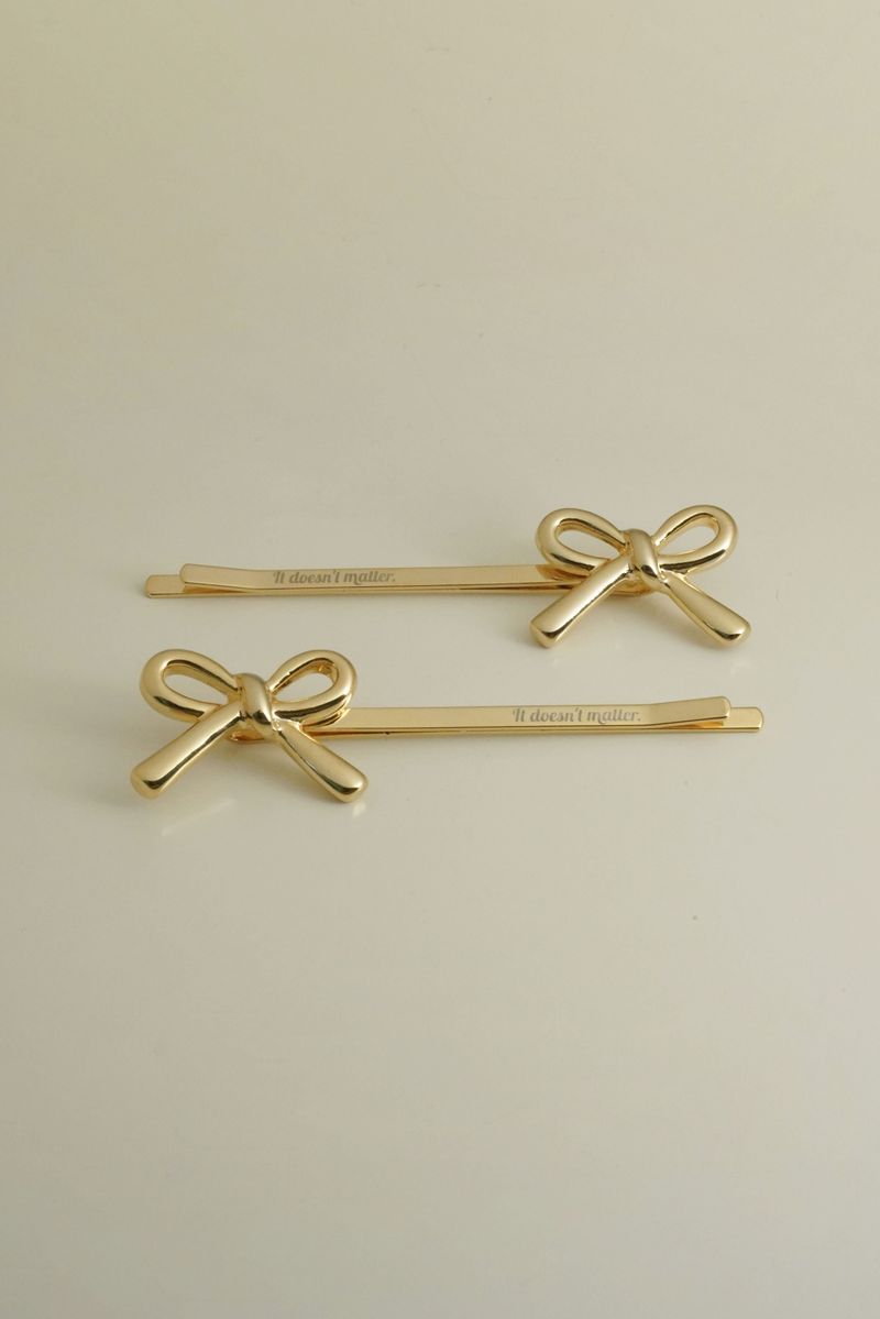 Simi ribbon hair pin (Gold / Select side)
