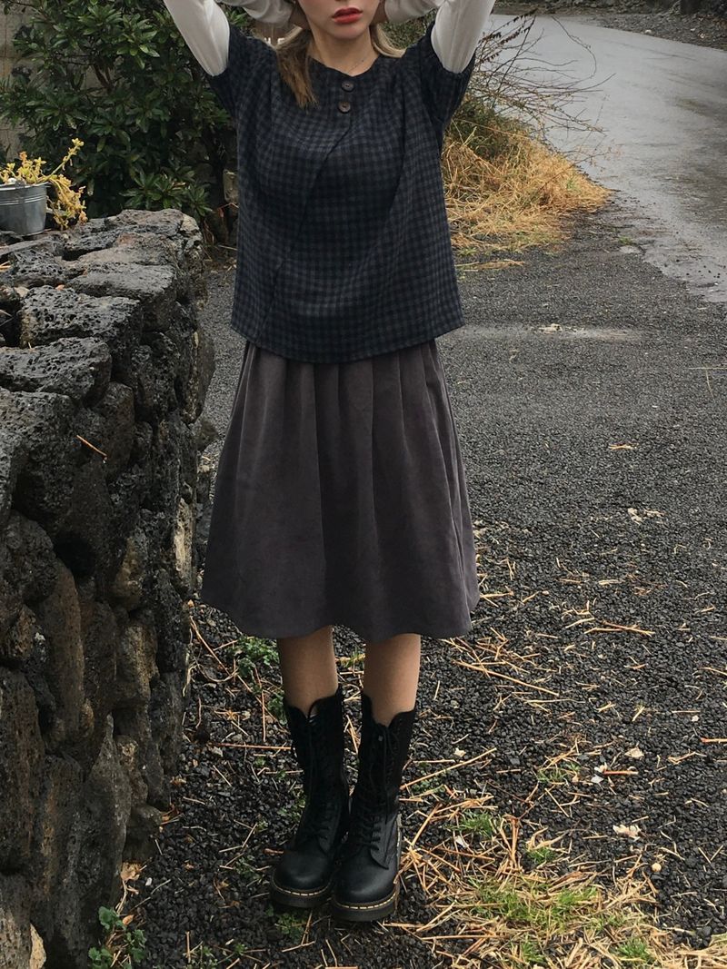 Mone Check Puff Blouse (2c)