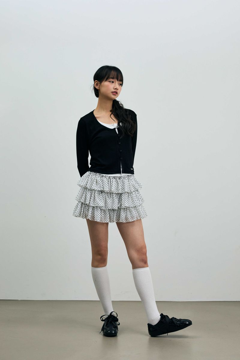 LYLA LAYERED CARDIGAN / BLACK-WHITE