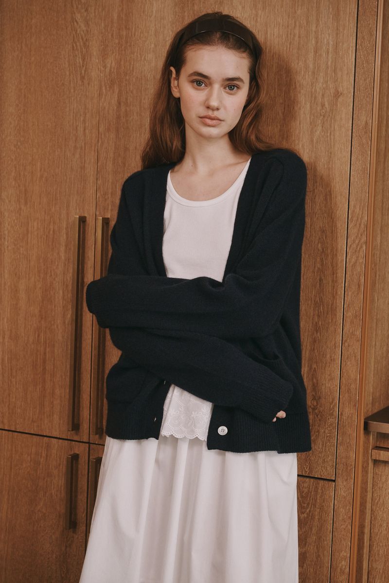 Loose cardigan (Navy)
