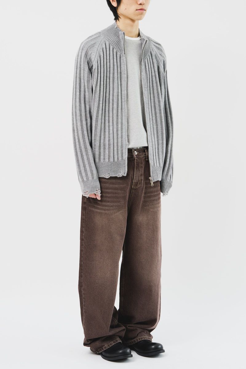 Sep Contrast Knitted Zip Up (3color)