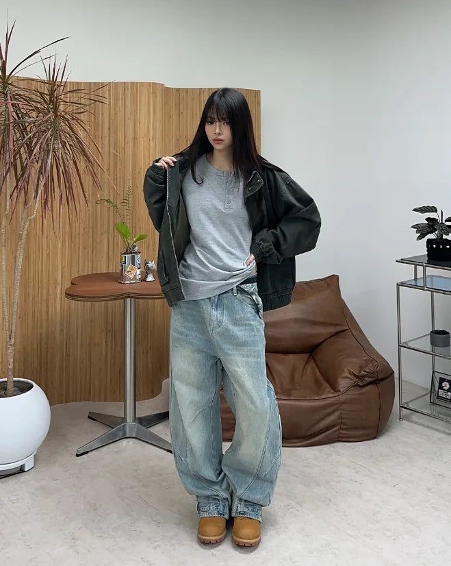 Denz Washed High-Neck Field Jacket