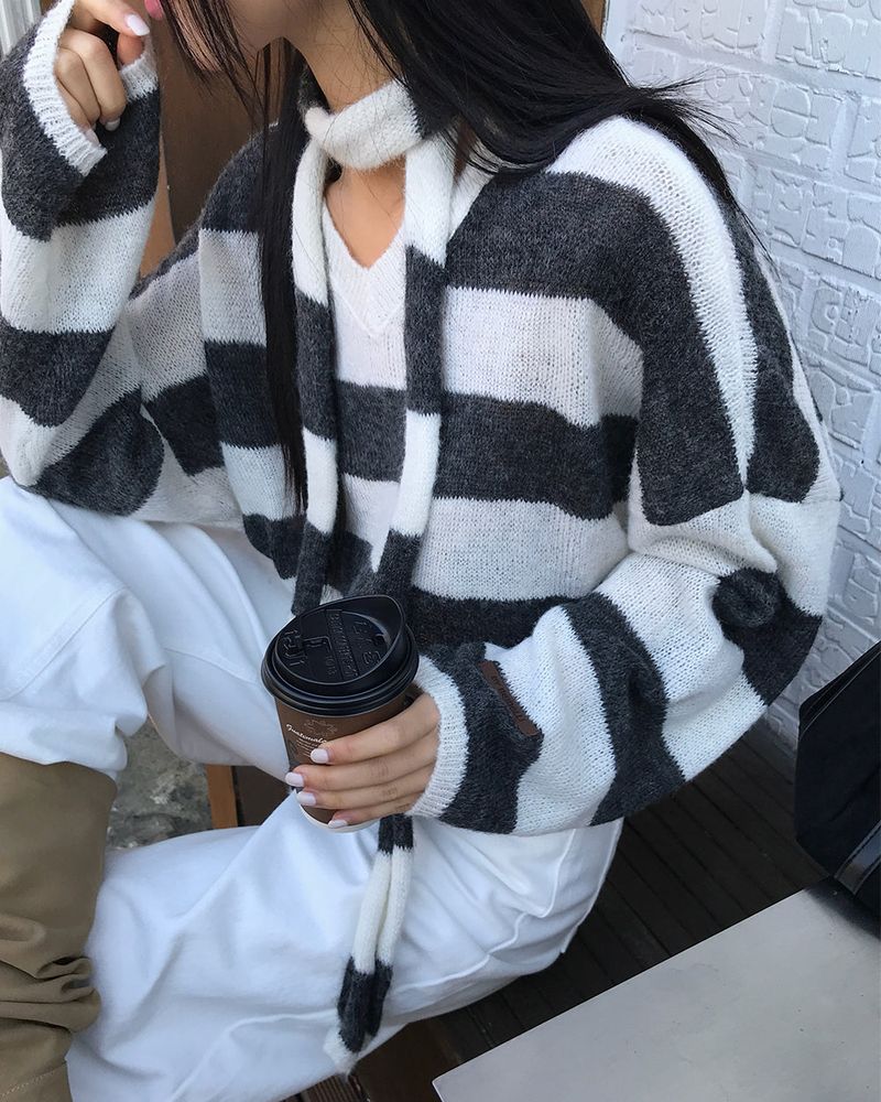 [ORIGINAL] LACKUN Striped Muffler Knit Set