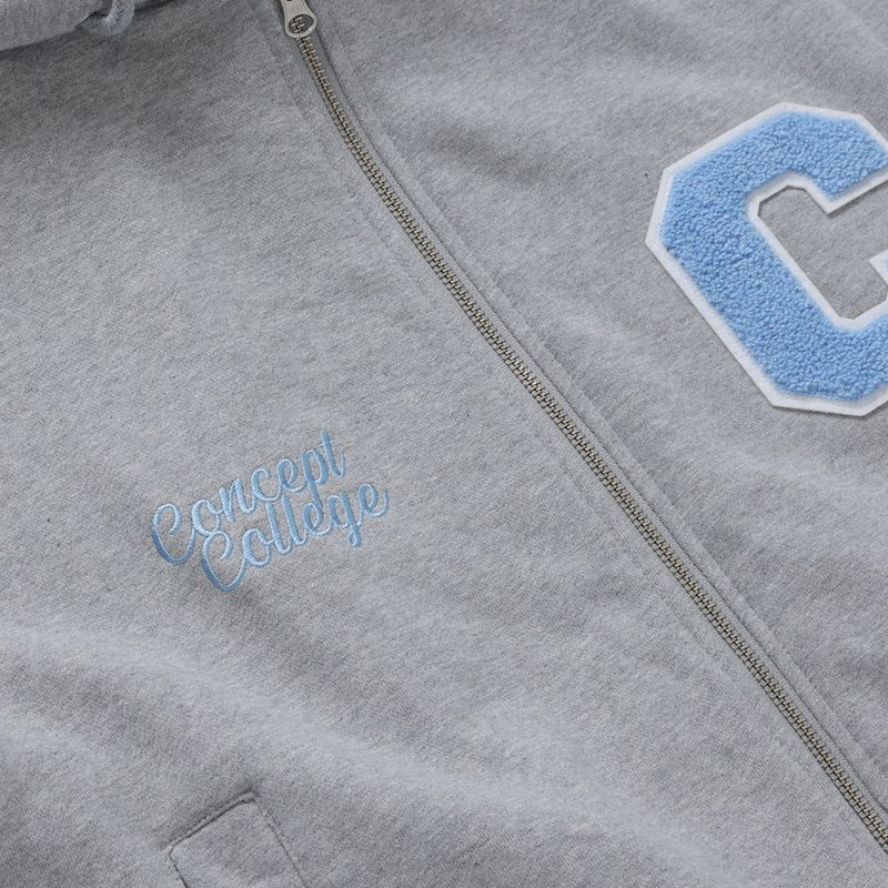 C Patch Zipper Hood Zip-Up / Gray [Unisex]