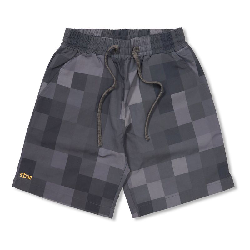 Square Camouflage Short Pants Gray / Green