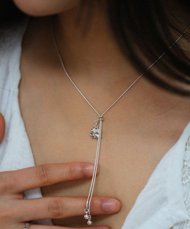 Ribbon clover necklace SV (925 silver)