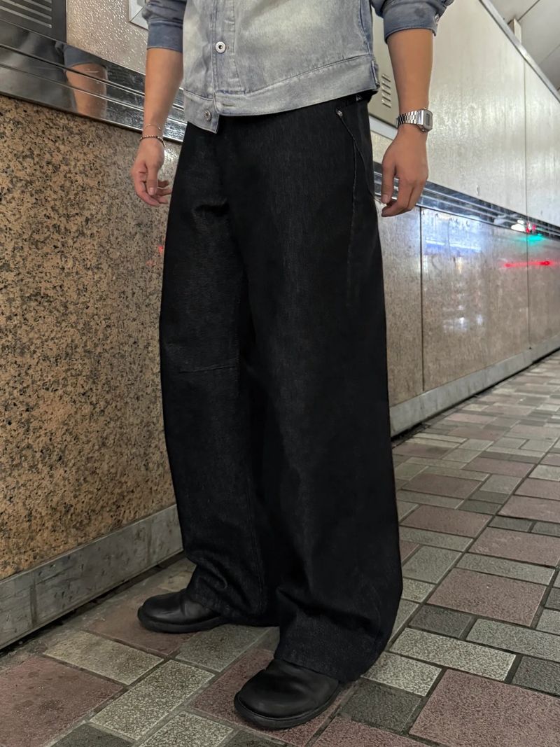 Leather Double Pocket Curved Pants