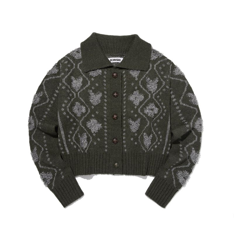 WITTY BUNNY JACQUARD CARDIGAN [CHARCOAL]