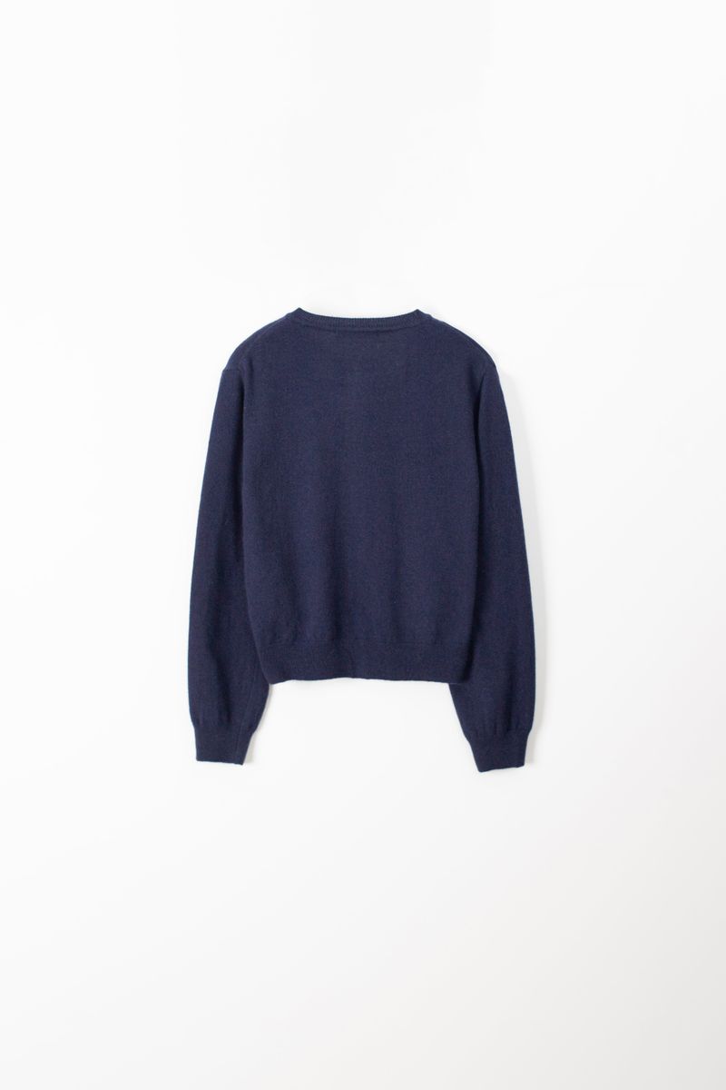 Camel round cardigan (Navy)