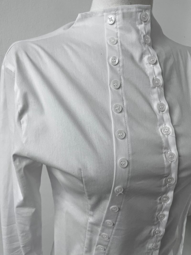 slim semi high-neck button shirt (2color)