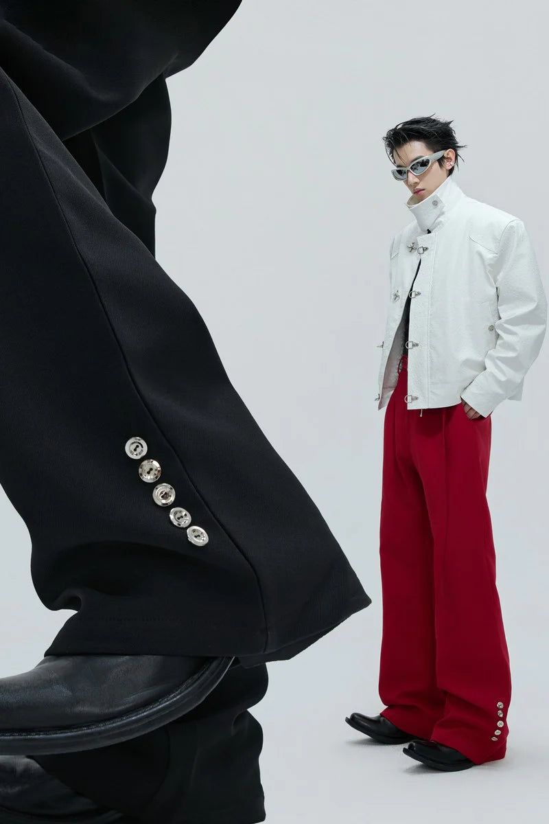 Flared Tailored Pants with Fur Belt