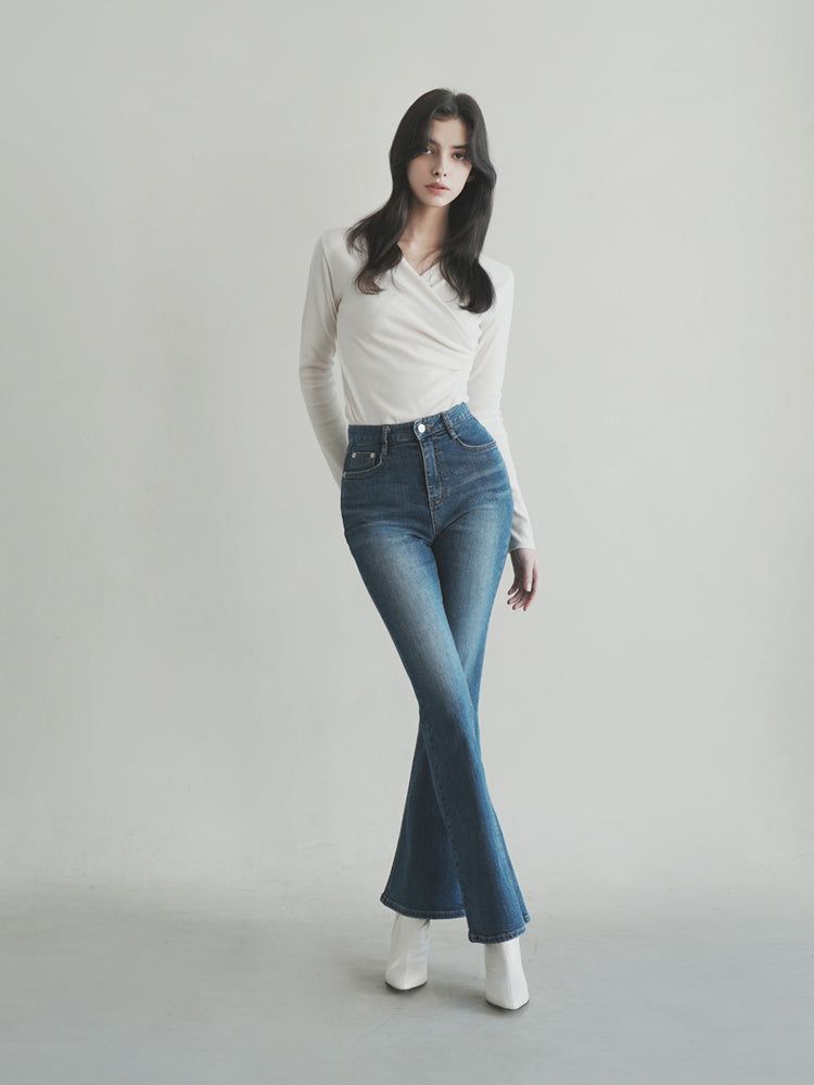 W105 BOOTS CUT DENIM PANTS_DEEP BLUE