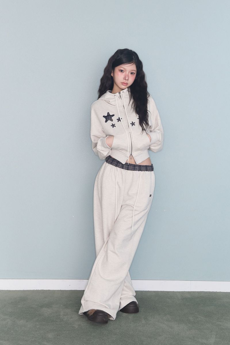 CONTRAST PATCH ZIP-UP OATMEAL