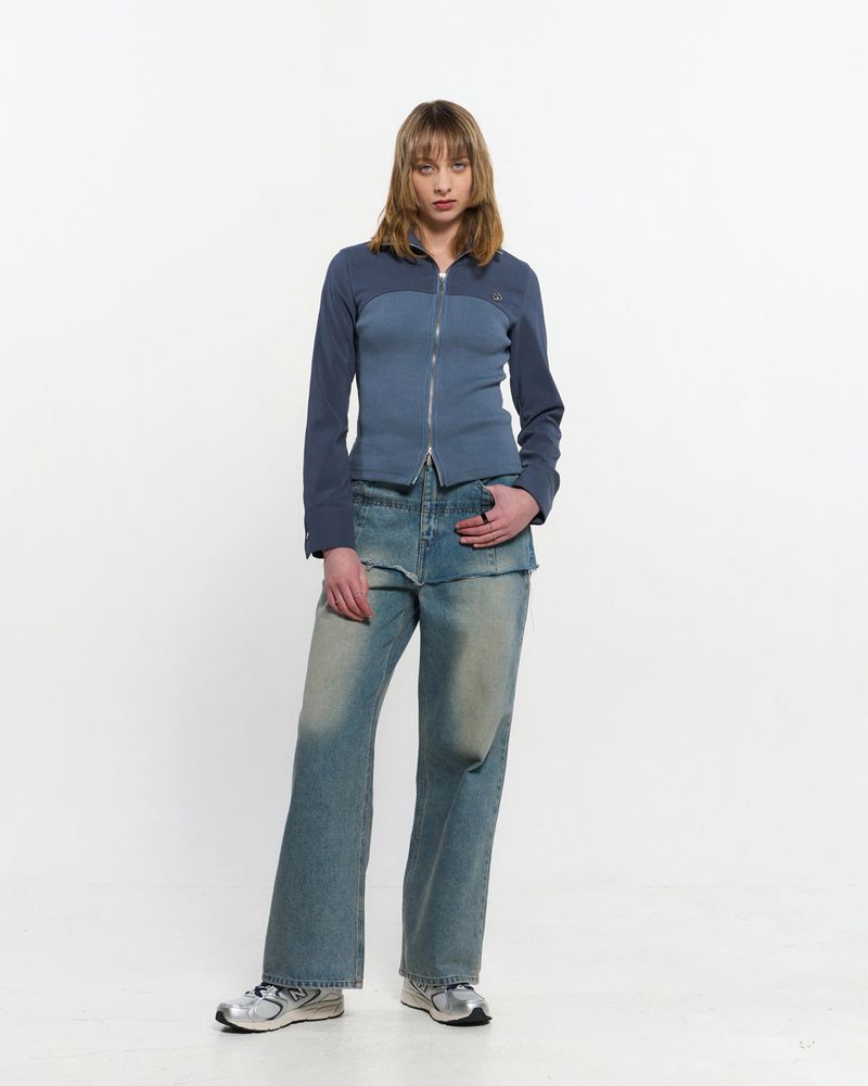 Ribbed Slim Zip-up _ BLUE