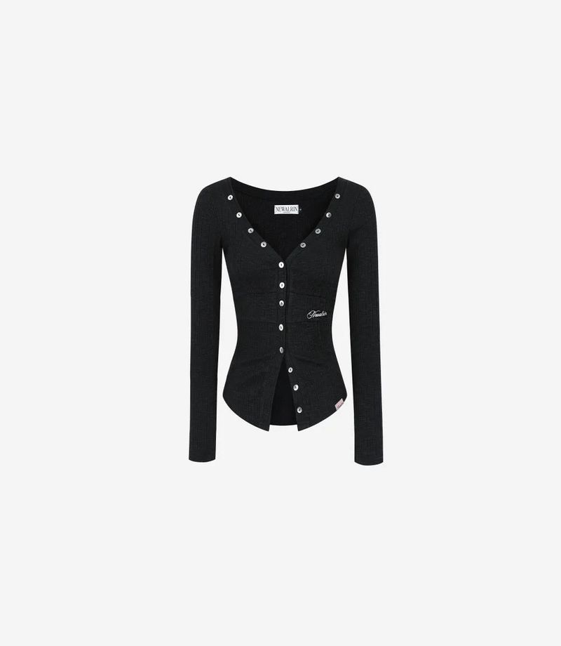 Ria Neck Button Knit Top