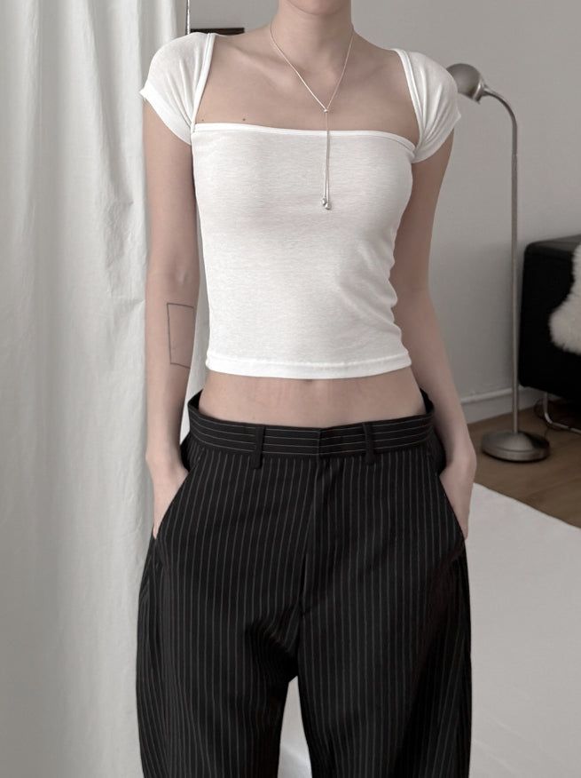 mnem（ムネム）の「Square short-sleeved T-shirt（Tops）」
