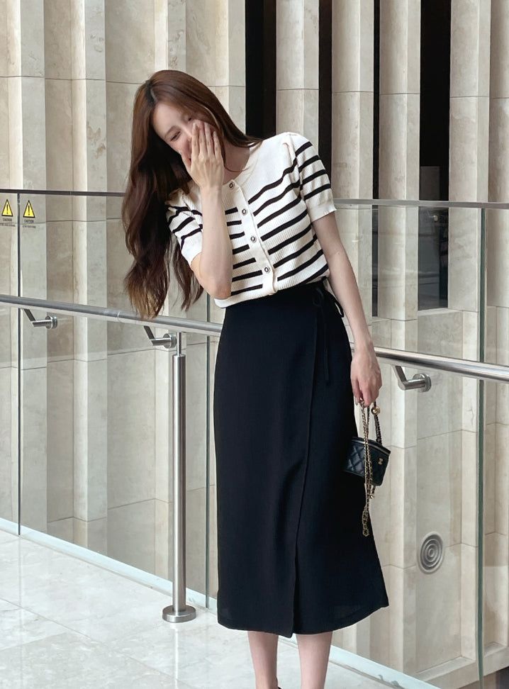 Hazel Stripe Puff Knit Cardigan