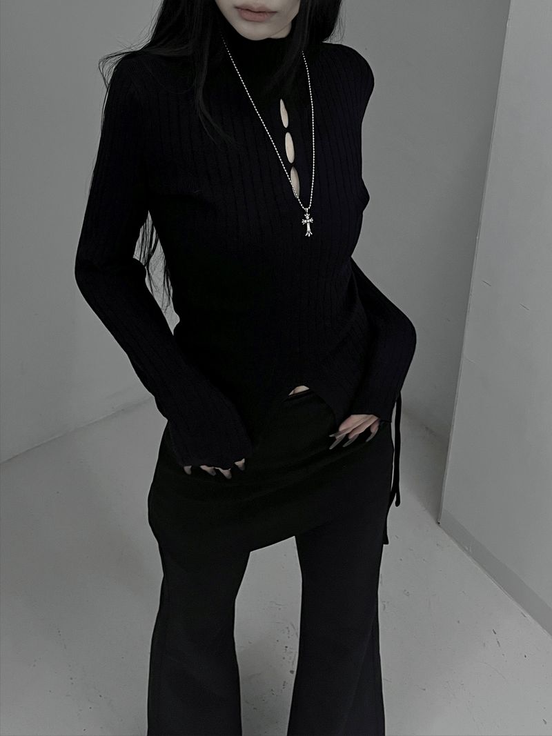 URBAN UNIQUE（アーバンユニーク）の「three slit ribbed knit（Tops）」