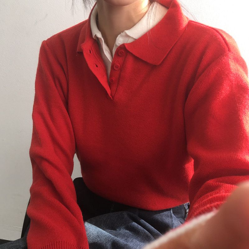 cdan collar button slim fit knitwear