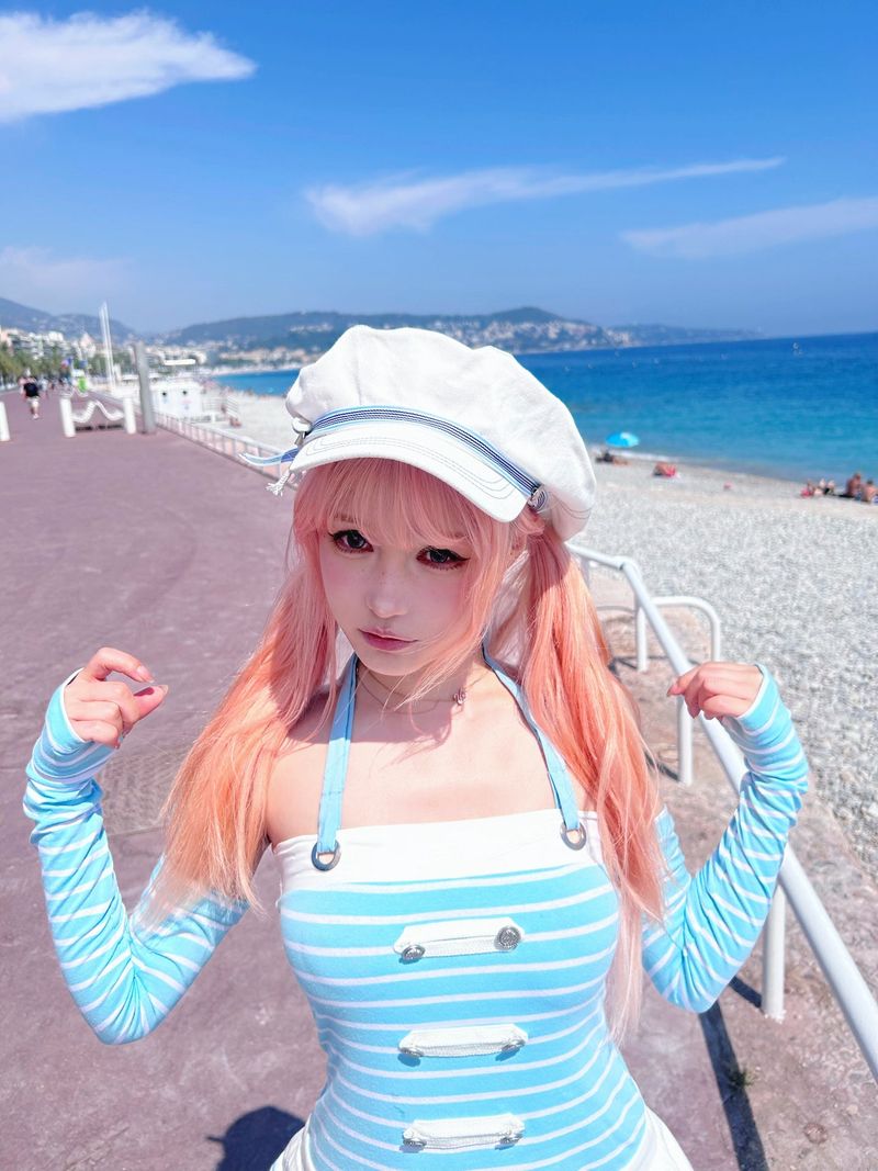 EVIL TOOTH（イービルトゥース）の「Evil Toothネイビースタイルストライプ柄フェイクツーピースハルタードレス（袖付き）（ワンピース/ドレス）」
