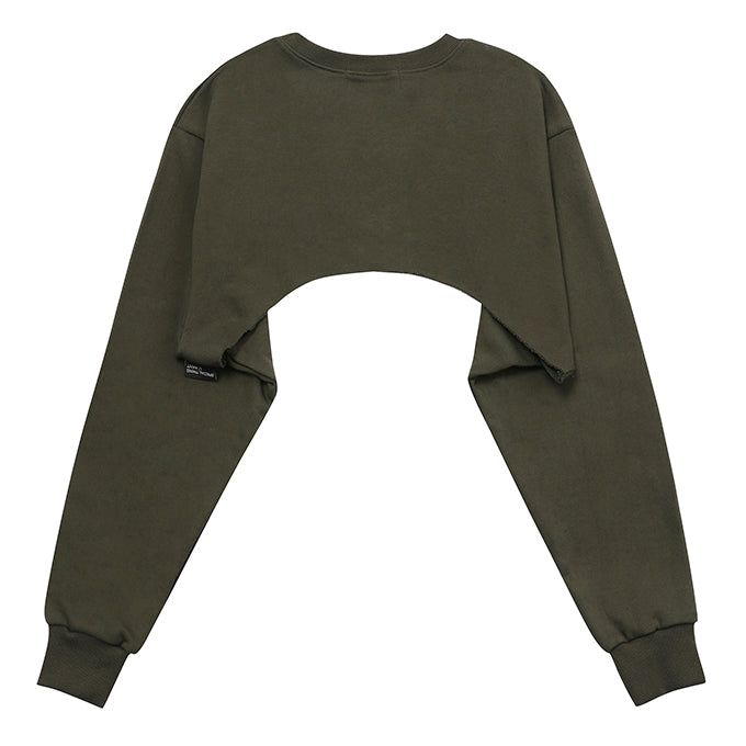 KHAKI ATHR MAXI CROP SWEATSHIRT