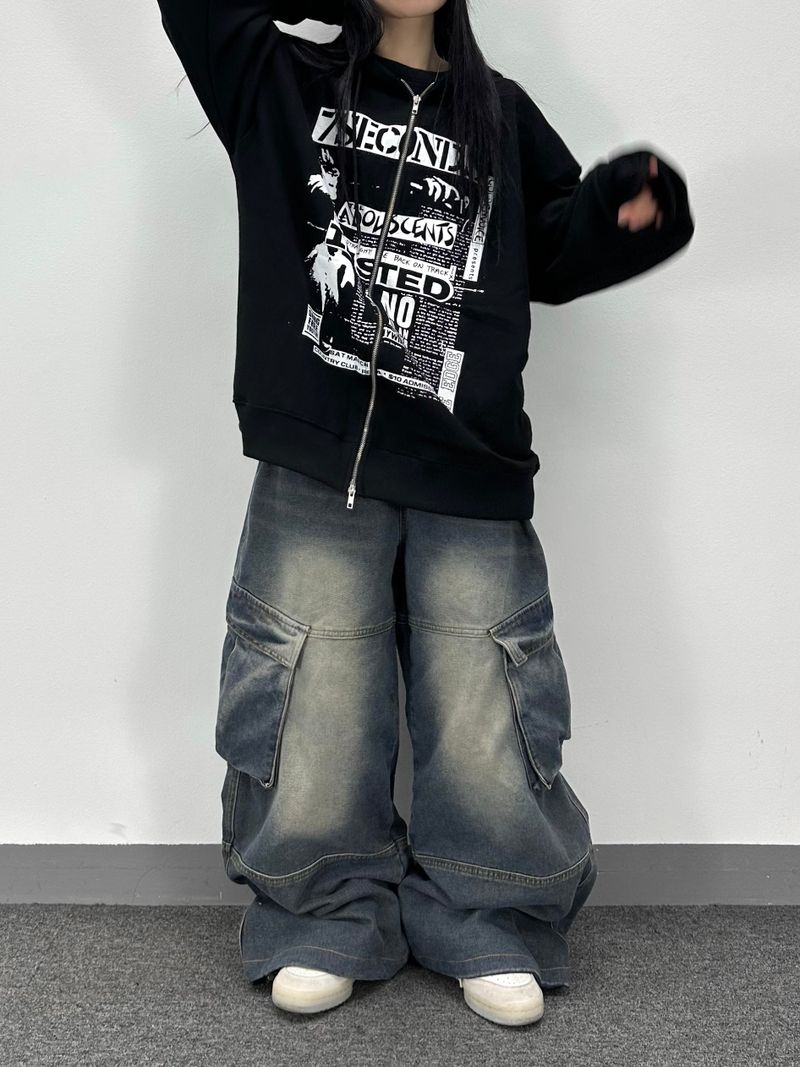 retro denim cargo pants