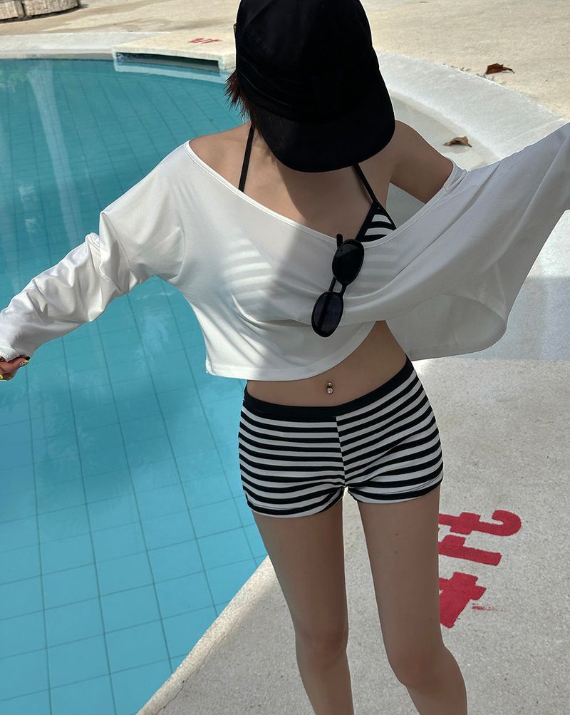 Stripe knit bikini swimwear