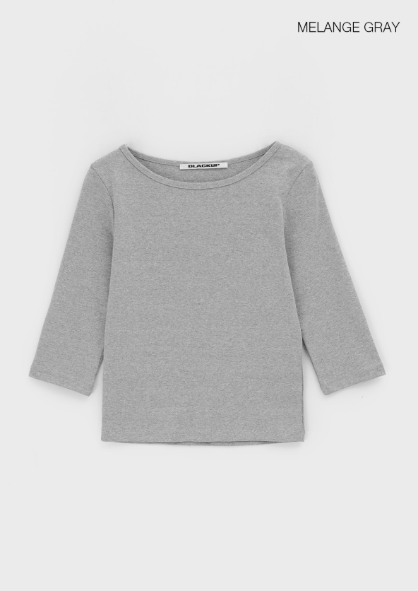 [B-BASIC] Standard Boat Neck 7/8 Sleeve T-Shirt 2SIZE