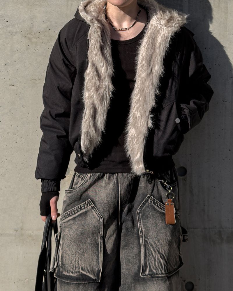 Helen Cropped Fur Hooded Jumper