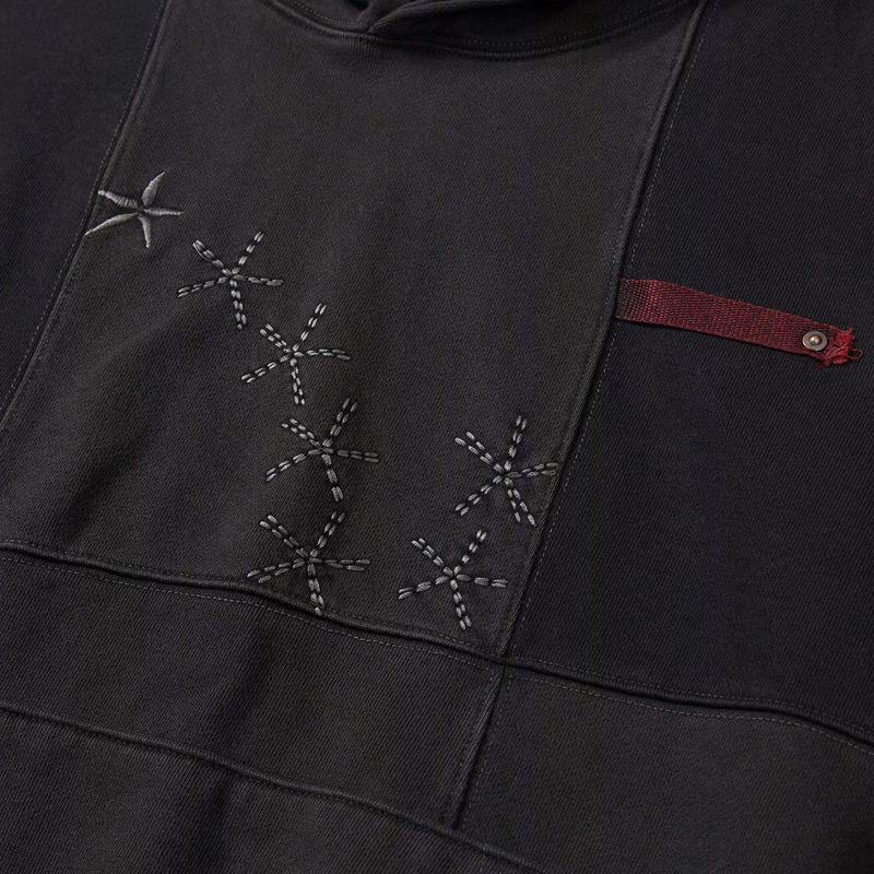 Grid hoodie / Washed black