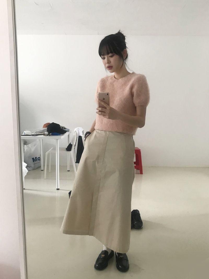 Harney button long skirt