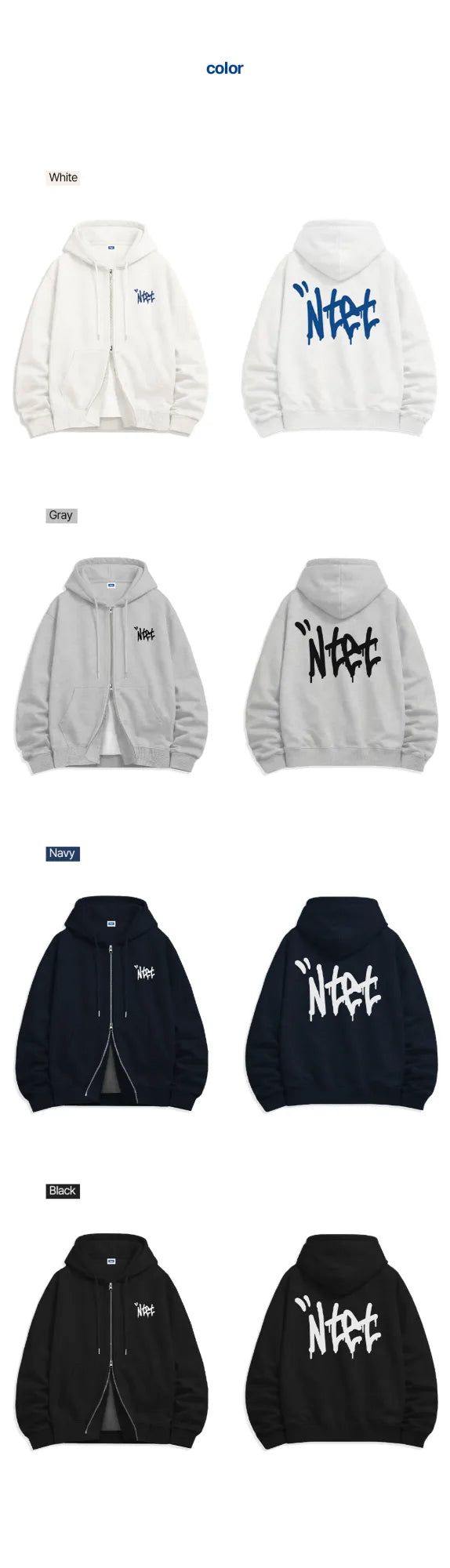 graffiti font logo 2-way zip-up (4color)