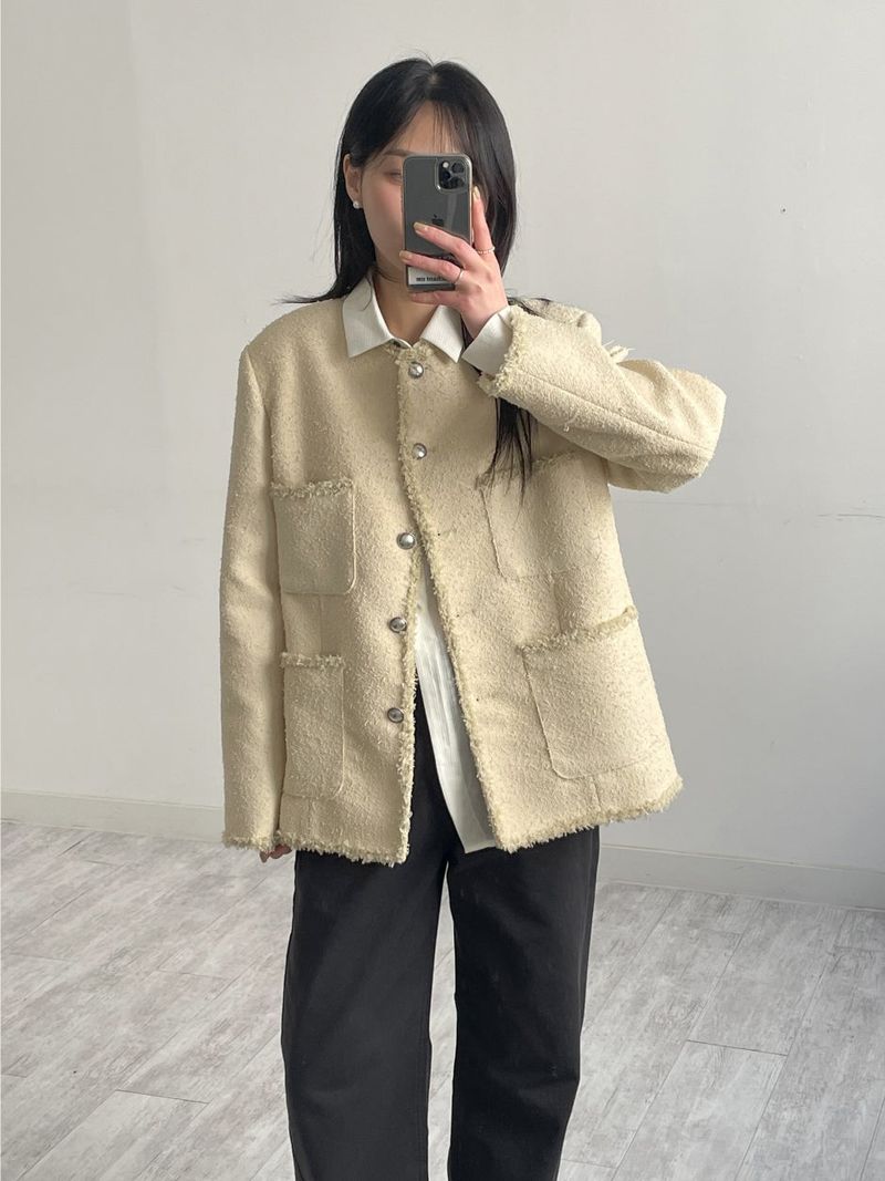 INCHANT ME(インチャントミー)の「Pocket Fringe Half Tweed Jacket(Jackets/Outerwear)」