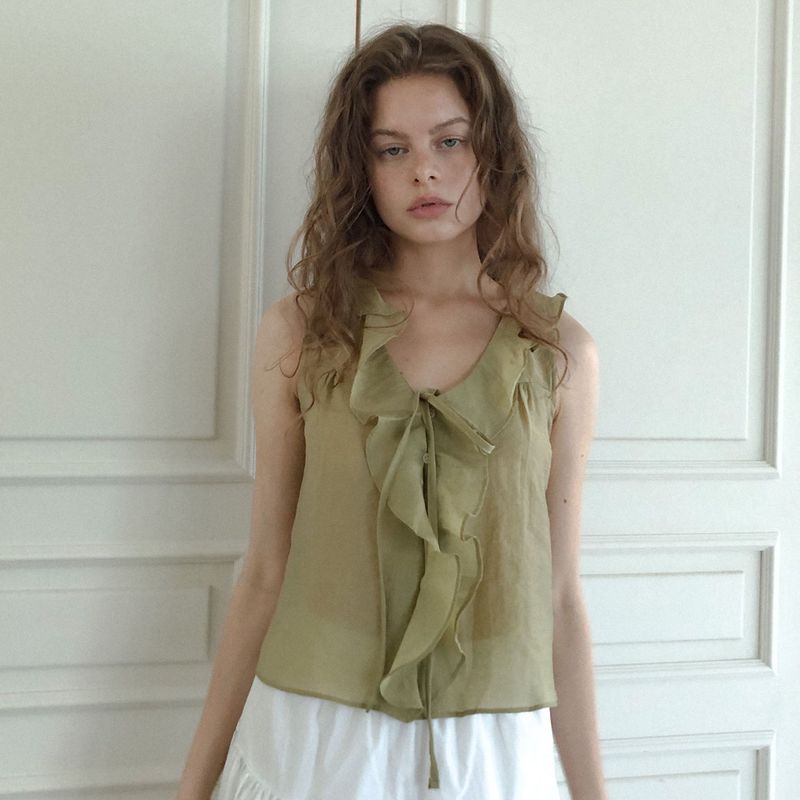 Passionate ruffle blouse (yellow green)
